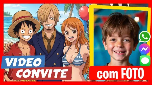 Video Convite One Piece Monkey D Luffy Festa de Aniversário