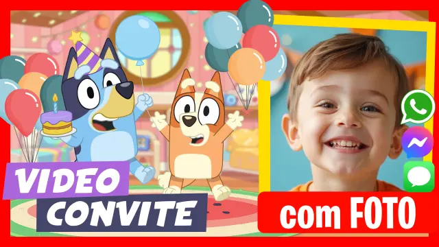 Convite em Vídeo Bluey e Bingo Speak