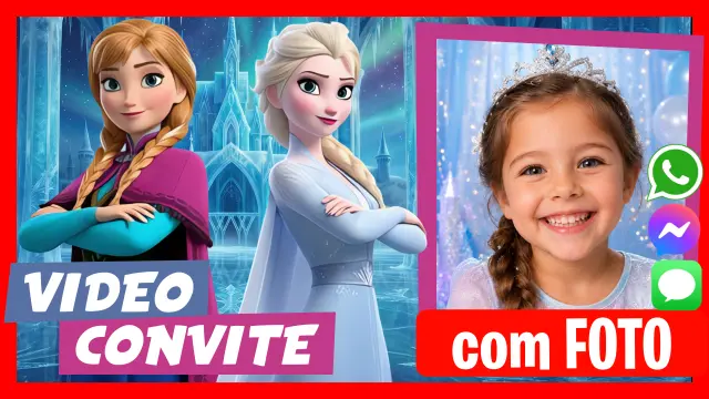 Convite em Vídeo Frozen Elsa e Anna Speak