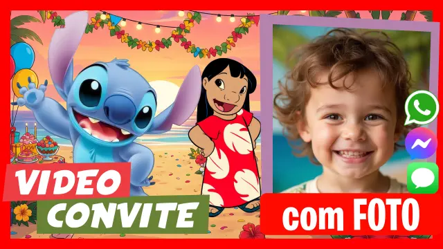 Convite em Vídeo Lilo e Stitch Speak