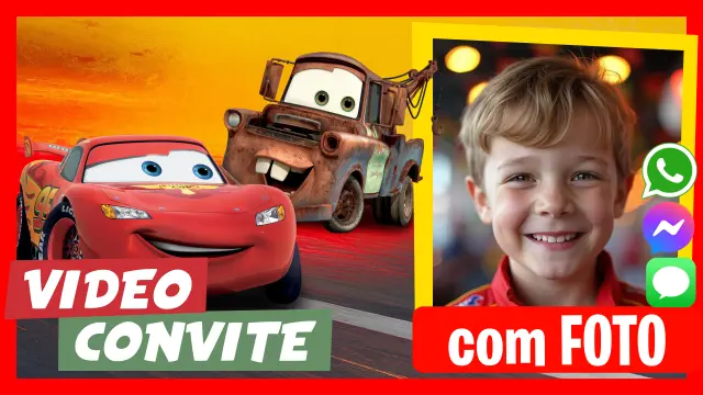 Convite em Vídeo Relampago McQueen e Mate Speak