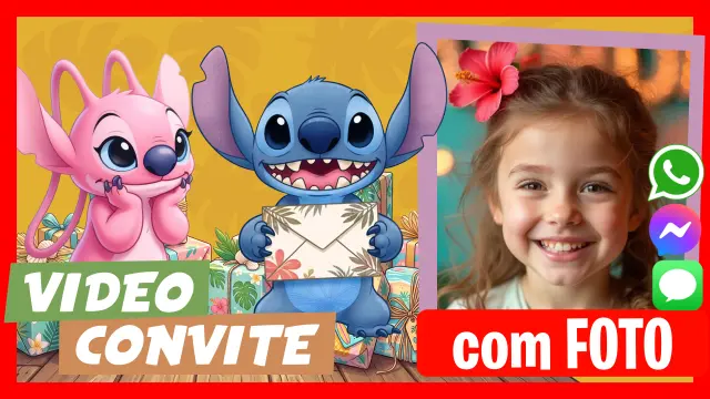 Convite em Vídeo de Stitch e Angel
