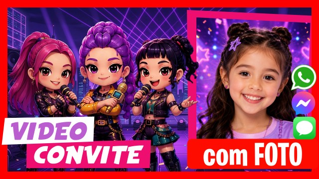 Convite do WhatsApp Demon Hunters K-Pop Chibi Speak
