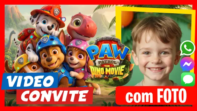 Vídeo Convite Patrulha Canina Dino Movie (Não disponível em português)