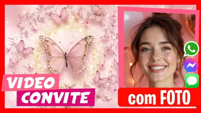 Vídeo Convite de Borboletas Rosas para Festa de Aniversário