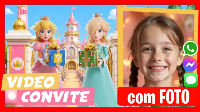 Vídeo Convite Princesa Peach e Rosalina Talking