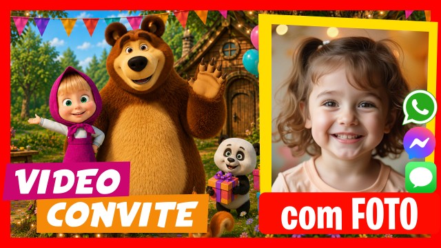 Convite do WhatsApp Masha e o Urso Falam