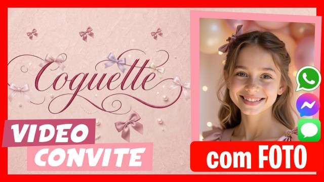 Convite do WhatsApp Coquette com Laços
