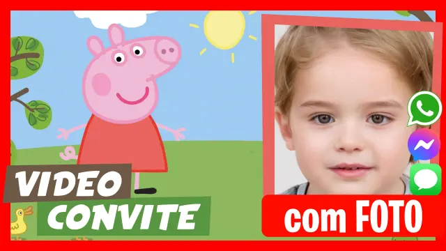 Video Convite Personalizado de Peppa Pig e George Aniversário Infantil