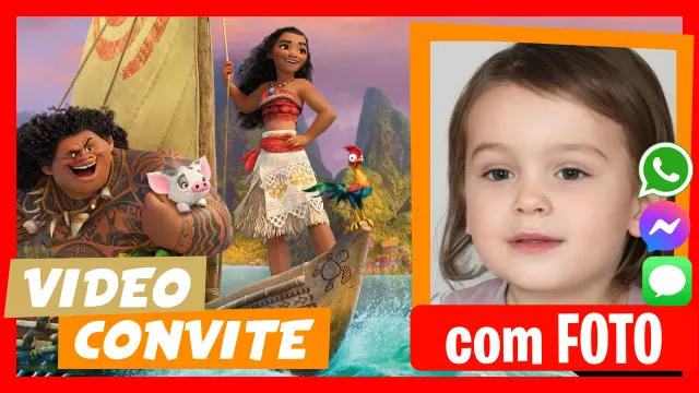 Convite em Vídeo de Moana Aniversário