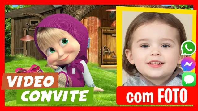 Video Convite Personalizado de Masha e o Urso Aniversário Infantil