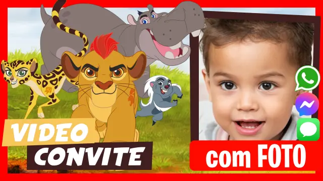 Video Convite Personalizado de A Guarda do Leão Aniversário Infantil