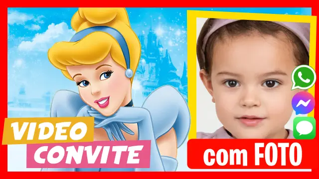 Convite de aniversário digital com tema da Cinderela