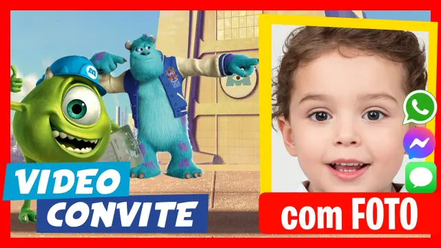 Convite em Vídeo de Monsters Inc University Aniversário