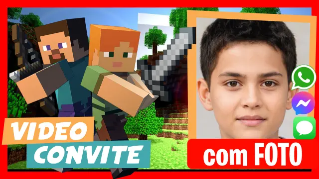 Video Convite Personalizado de Minecraft Aniversário Infantil