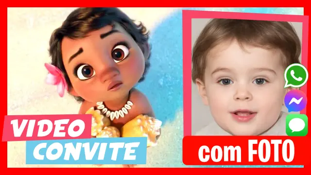 Video Convite Personalizado de Moana Bebe Aniversário