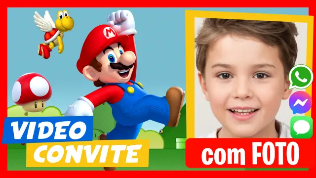 Convite digital em vídeo do Mario Bros.