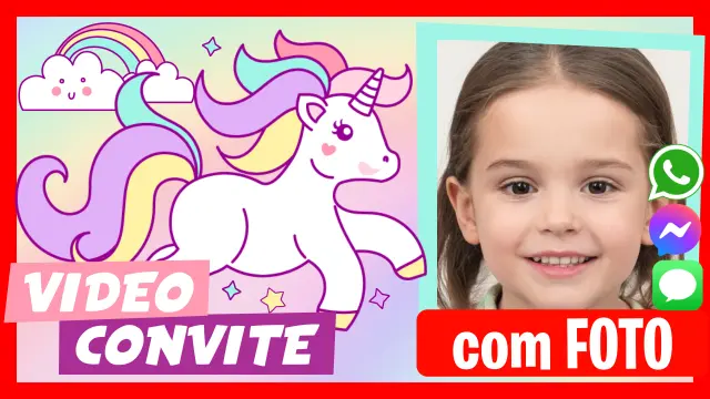 Video Convite Personalizado de Unicórnios Aniversário Infantil