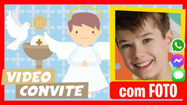 Convite Digital em Vídeo para Primeira Comunhão ou Crisma