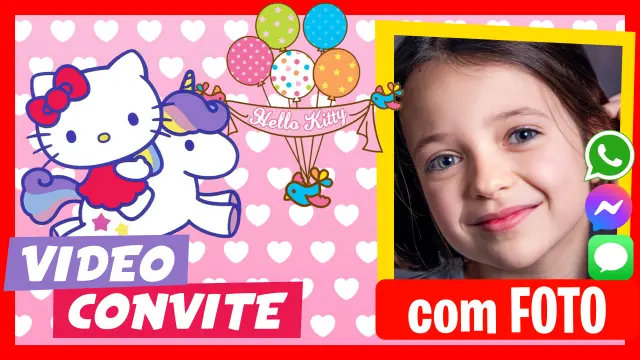 Convite em Vídeo de Hello Kitty Aniversário