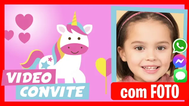 Convite em Vídeo de Unicórnio Aniversário