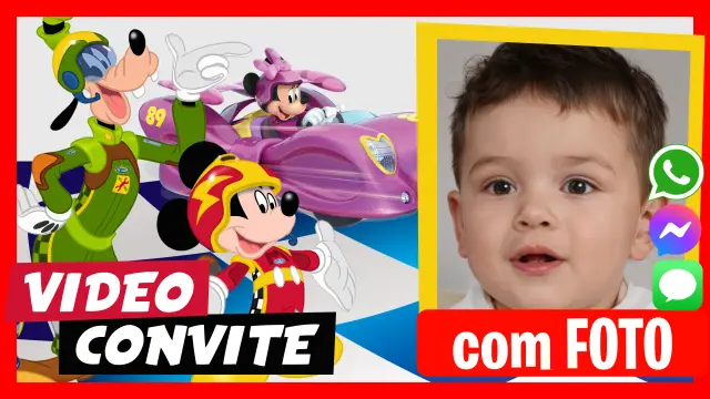 Video Convite Aniversário Mickey aventuras sobre rodas