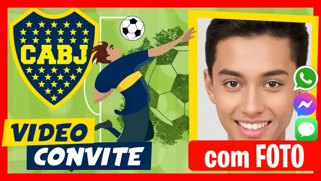 Convite em Vídeo de Boca Juniors Aniversário Futebol