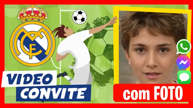 Convite em Vídeo de Real Madrid Aniversário Futebol
