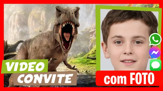 Convite em Vídeo de Jurassic World Dinossauros Aniversário