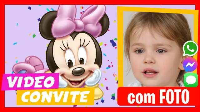 Video Convite Personalizado de Minnie Bebe Aniversário Infantil