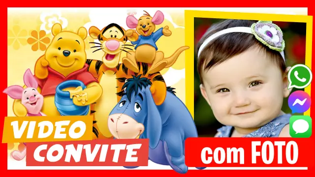 Convite em Vídeo de Ursinho Pooh Aniversário