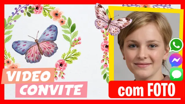 Convite em Vídeo de Borboletas e Flores Aniversário