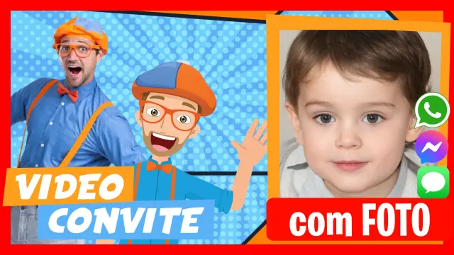 Blippi - Descubra nossos convites em vídeo personalizados.