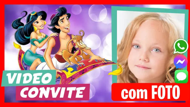 Convite em Vídeo de Jasmin Aladdin Aniversário
