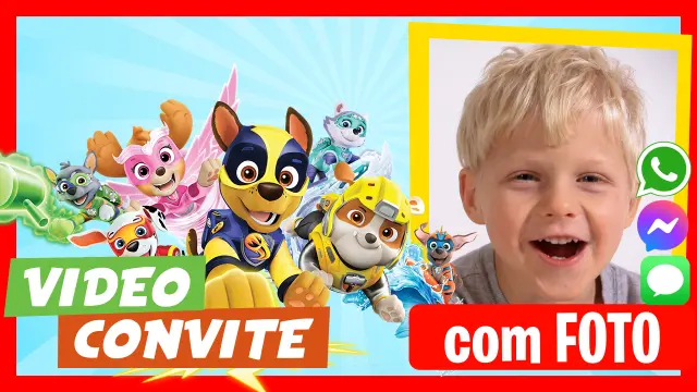 Convite Digital de Mighty Pups para Aniversário