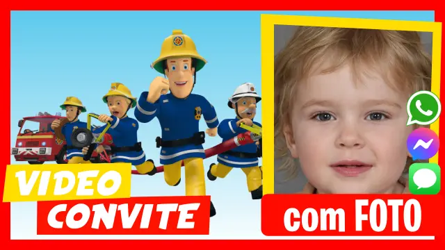Convite em Vídeo de O Bombeiro Sam Aniversário