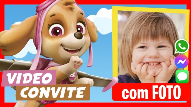 Video Convite Personalizado de Skye Paw Patrol Aniversário Infantil