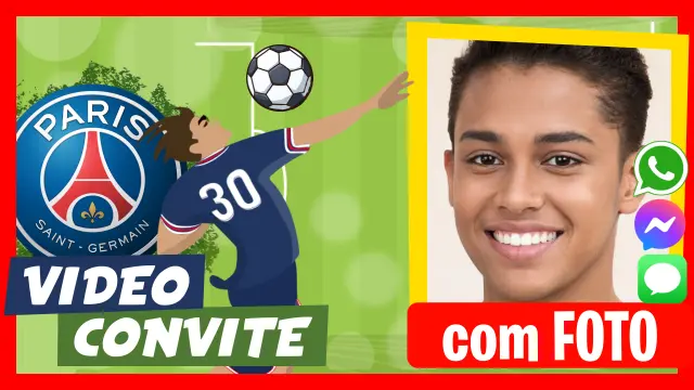 Convite em Vídeo de PSG Paris Saint Germain Aniversário