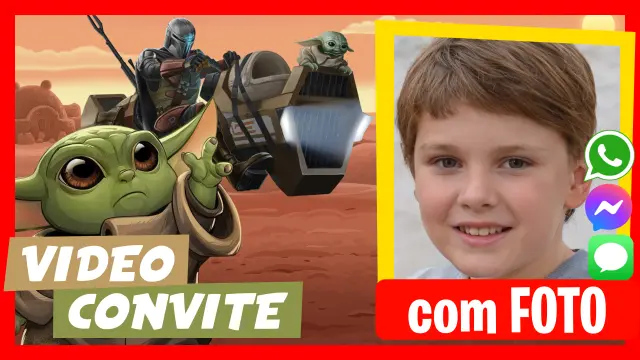 Video Convite Baby Yoda Mandalorian Festa de Aniversário
