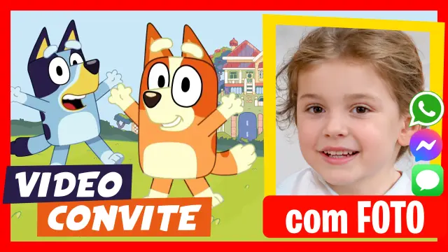 Convite em Vídeo Bluey e Bingo Clássico
