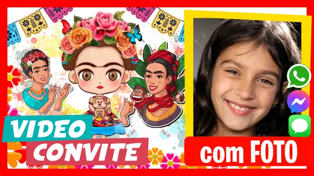 Frida Kahlo - Descubra nossos convites em vídeo personalizados.