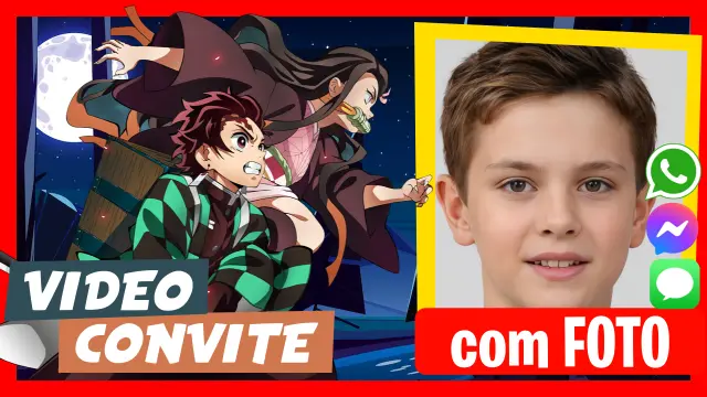 Convite em Vídeo de Demon Slayer Aniversário