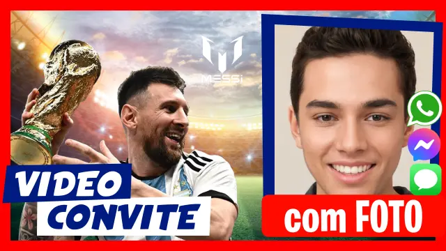 Convite em Vídeo de Messi Aniversário Futebol