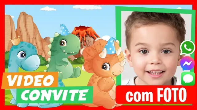 Video Convite Bebês Dinossauros Festa de Aniversário