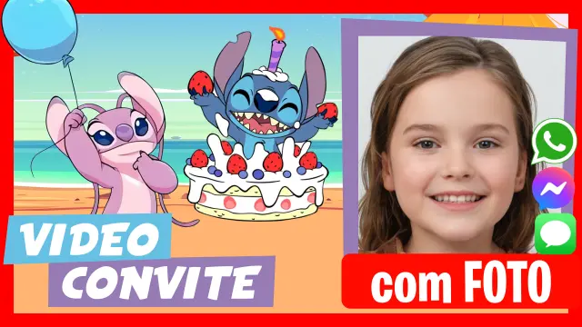 Video Convite Personalizado de Stitch e Angel Aniversário Infantil