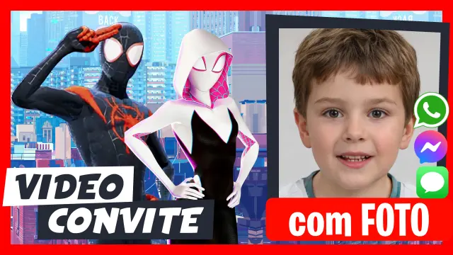 Convite Miles Morales e Gwen Stacy Ghost Spider