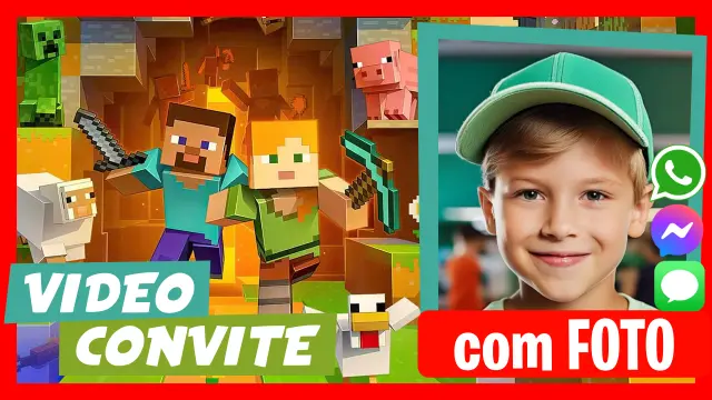 Video Convite Minecraft Festa de Aniversário