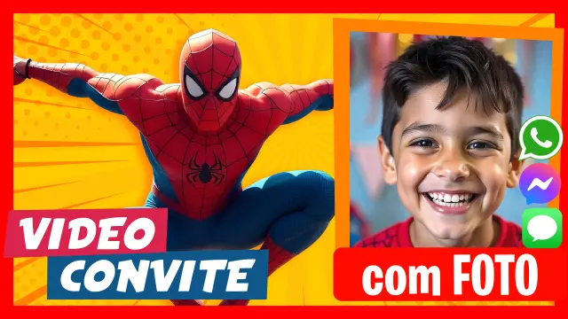 Video Convite Personalizado de Homem-Aranha Aniversário Infantil
