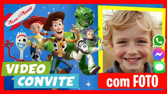 Video Convite Toy Story Woody Jessie Buzz Lightyear Festa de Aniversário