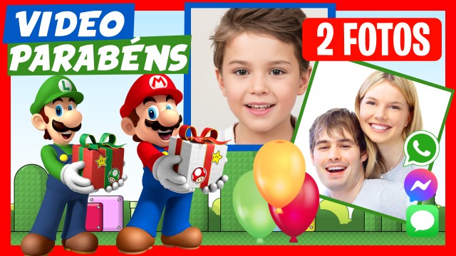 Parabén de Aniversário WhatsApp Mario Bros